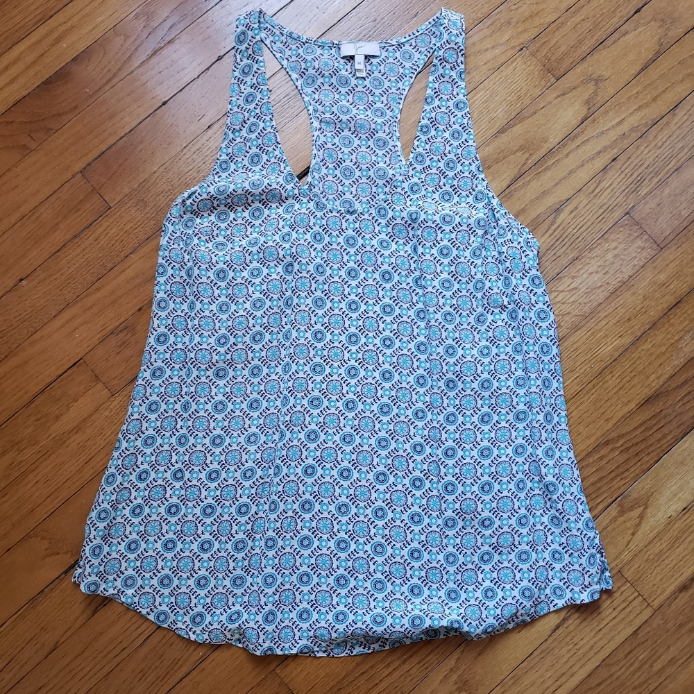 Joie Racer Back Print Tank 100% Silk